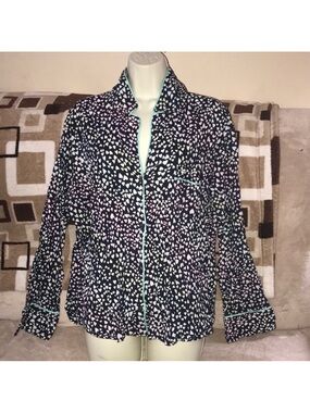 Victoria's Secret large sleepwear top multi-colored Heart-Print Button-Down Top